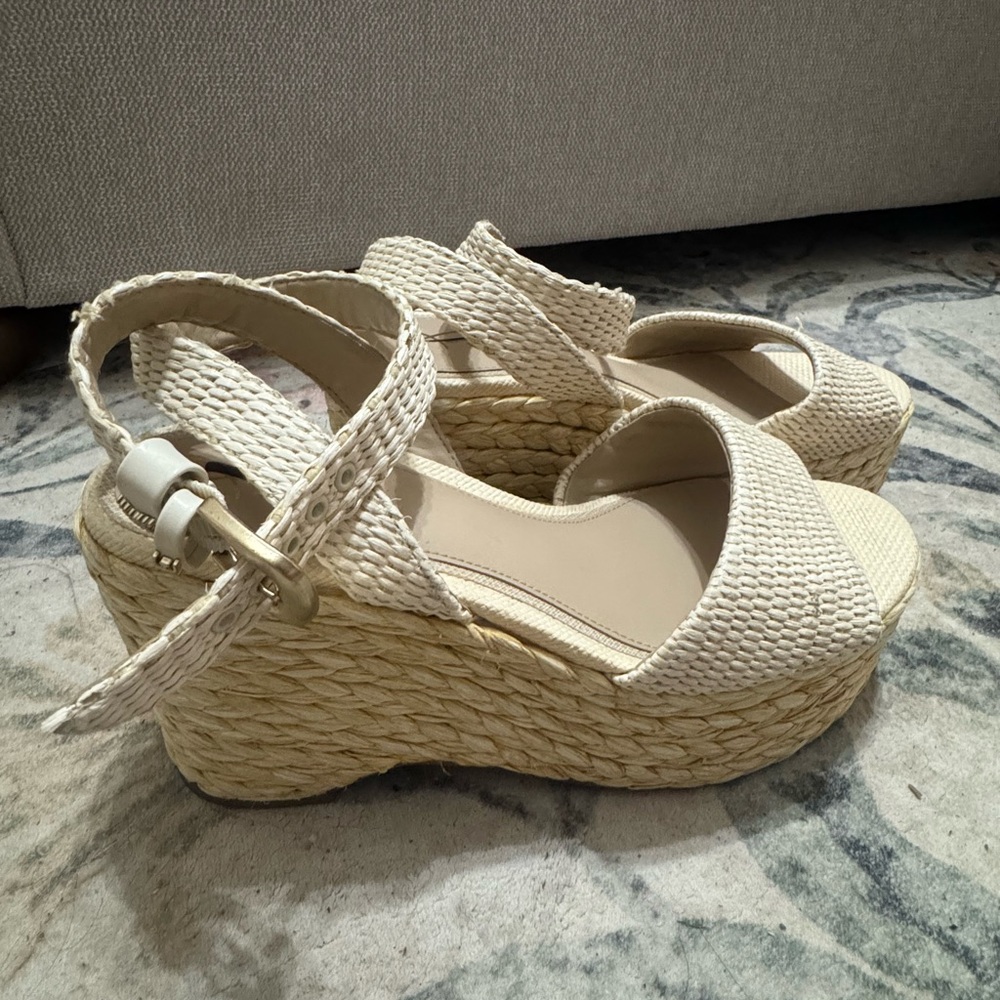 Sam Edelman April Beige Woven Platform Wedge